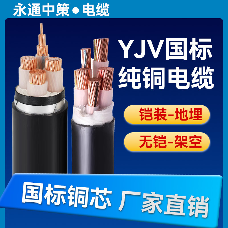 中策ZCYJV/YJV22铠装1-5芯三相1.5 4 6 10 25 50 120平方电缆