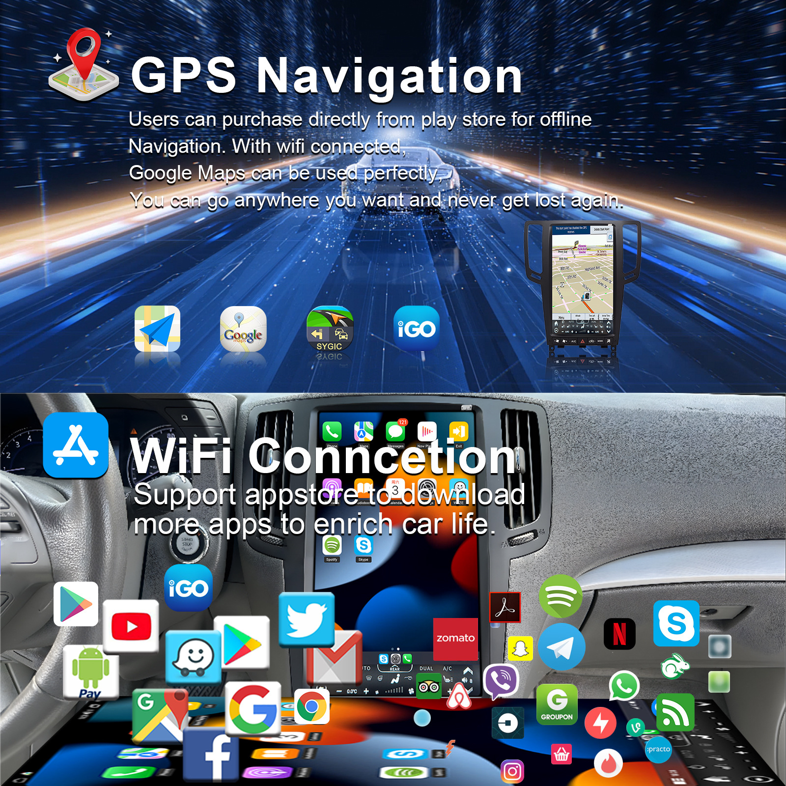 Fx35 Fx37 Fx50 Qx70 2009- 2016 Car Audio and Video Intelligent Navigator Gps Android Navigation