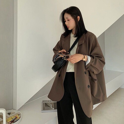 Small BF style net red suit coat for women 2025 spring and autumn Korean all-matching loose slimming medium and long suit for women