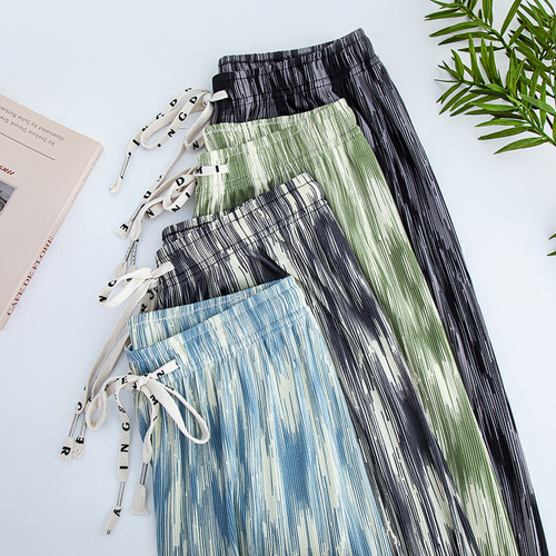 Foreign Trade Ink-Dyeing Wide-Leg Pants for Women, Spring/Summer 2025 New Arrival, High-Waisted, Slimming, Relaxed & Casual Floor-Length Trousers