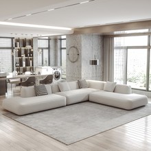 意式極簡大小戶型展廳客廳科技布藝轉角沙發簡約現代貴妃組合沙發