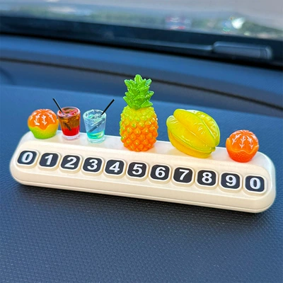 Nömrəli dayanma kartı – Plate Car Interior Decoration - pineapple-star-fruit-2-small-oranges-2-drinks-stop-sign
