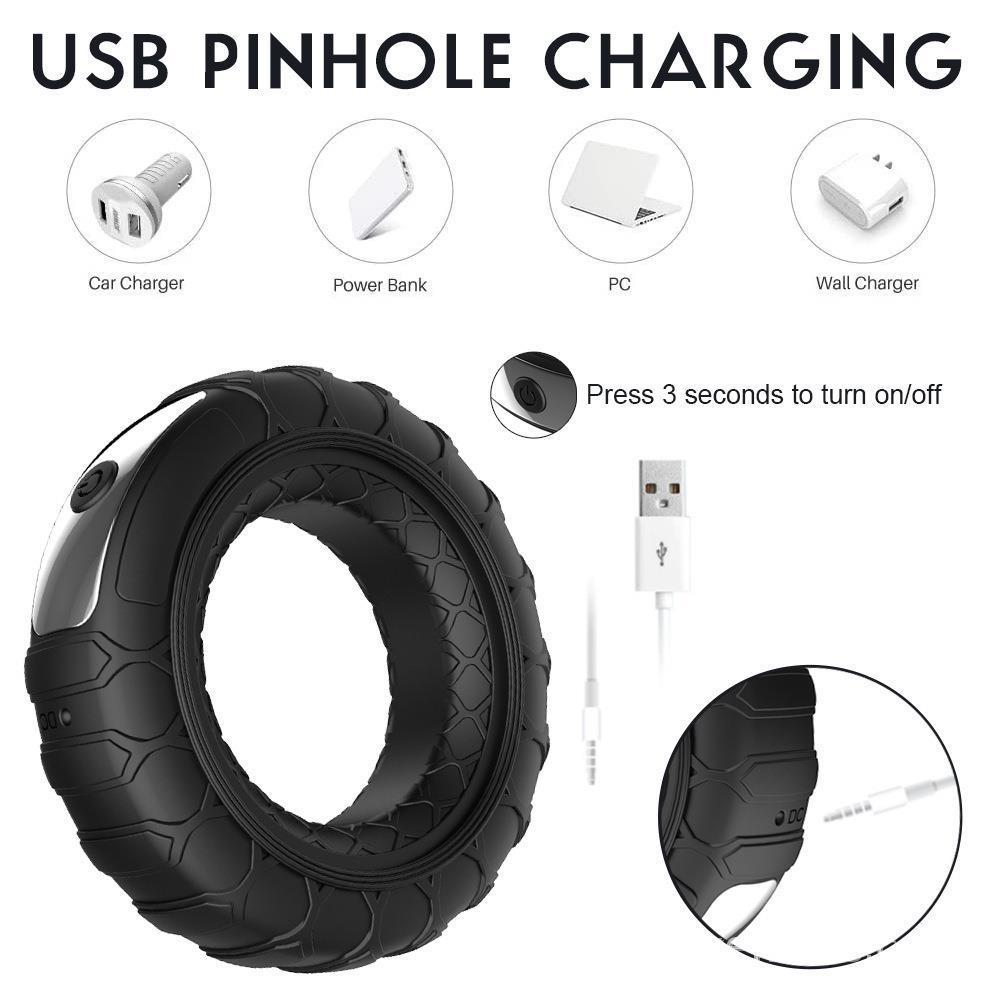 Remote-Controlled Vibrating Locking Ring Silicone Rechargeable Delay Ring for Men — detail image 3