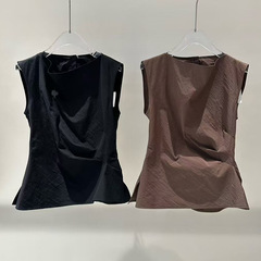 2025夏の新型ファッション百合は腰を収めてやせているノースリーブシャツの女性50435057