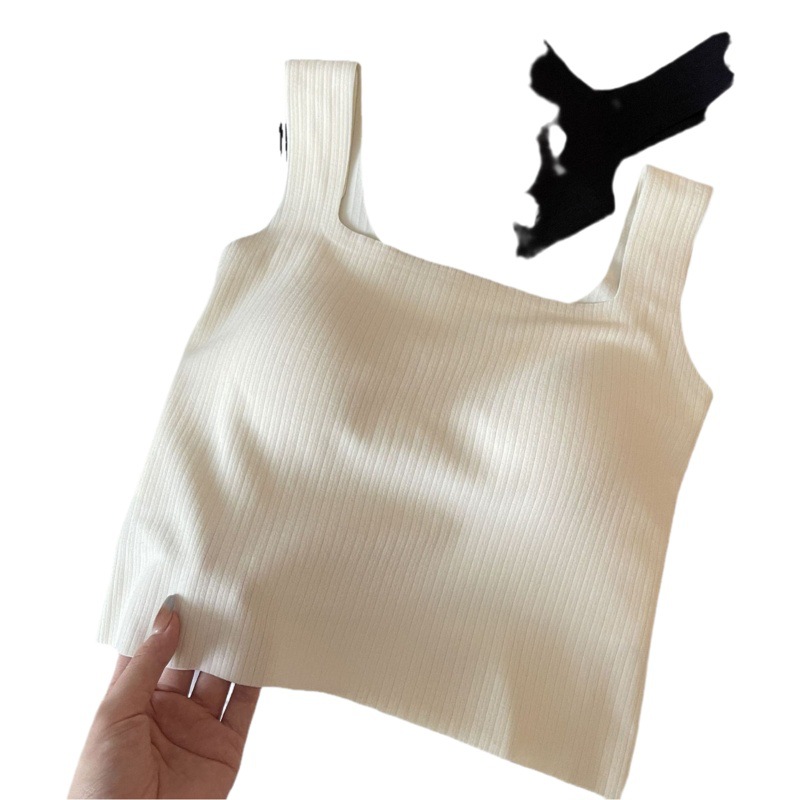 Otoño e invierno de longitud media cepillado térmica superior interior y exterior desgaste Chaleco de elevación sin fisuras soporte suave con almohadilla de pecho ropa interior para mujeres