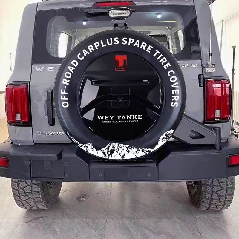 Tank 300 uchun qalinlashtirilgan zaxira shina qopqog'i, WEY shina qopqog'ini himoya qilish qopqog'i, yo'ltanlamas transport vositalari uchun shina qopqog'i stiker yorlig'i