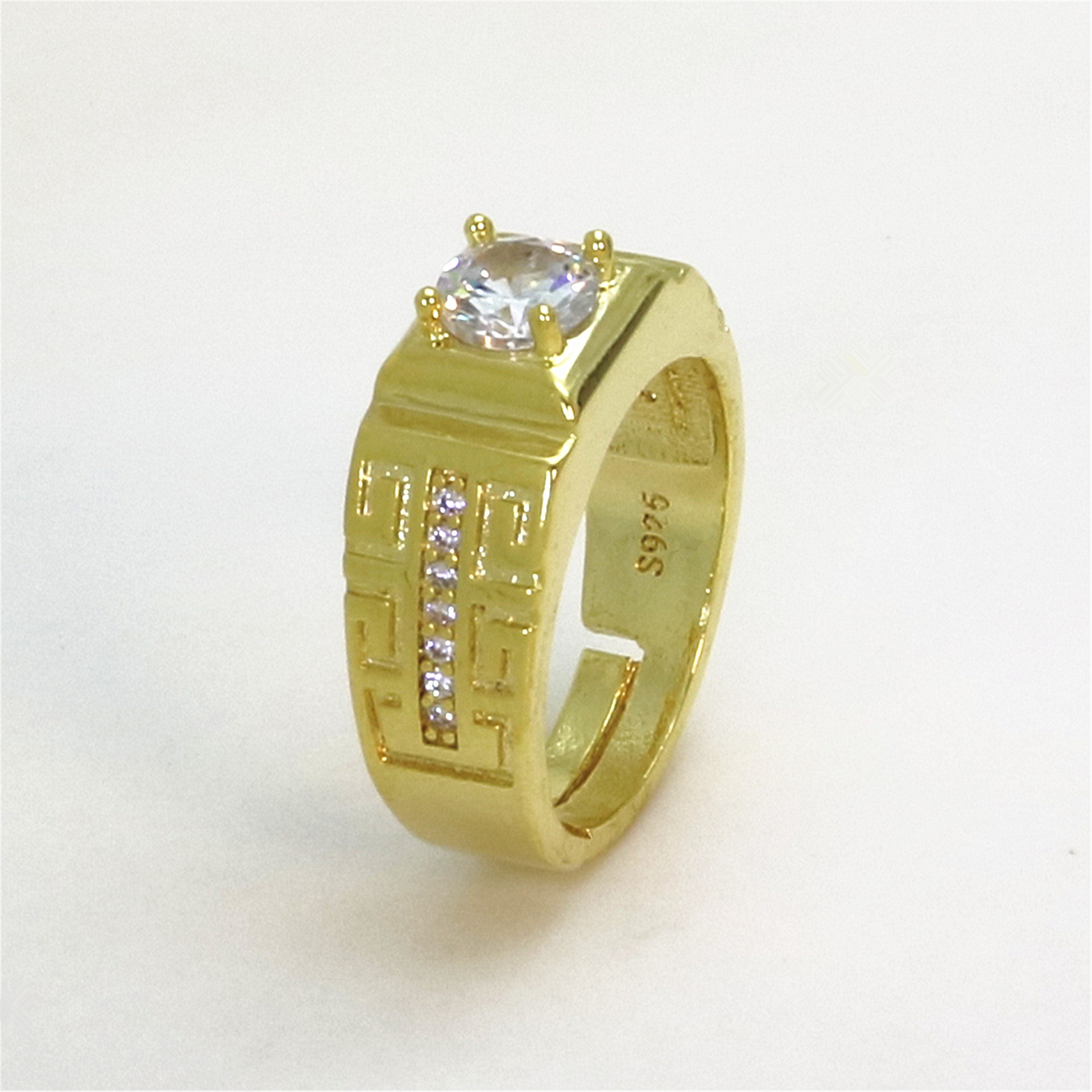 Offener, vergoldeter Ehering mit Diamanten und Zirkonia für Paare und Damen, Herrenring_voghion.com