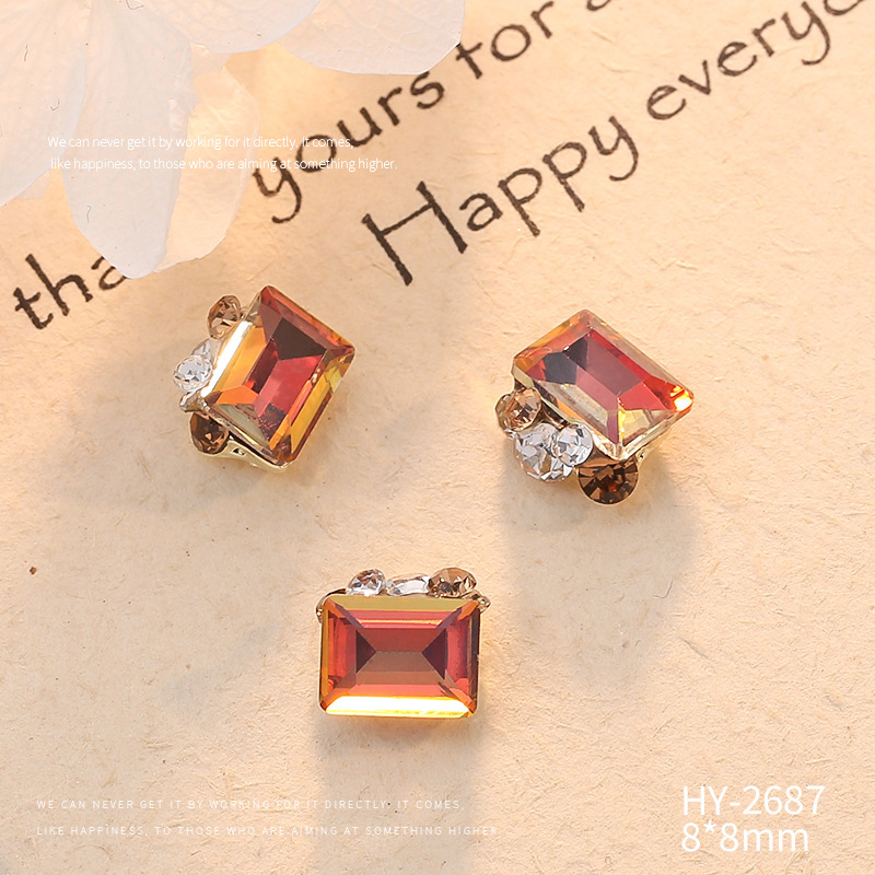 Celebridad en línea Maillard joyería de uñas de cristal pila diamante producto terminado flash torcido corazón grasa cuadrado hecho a mano perla joyería de uñas