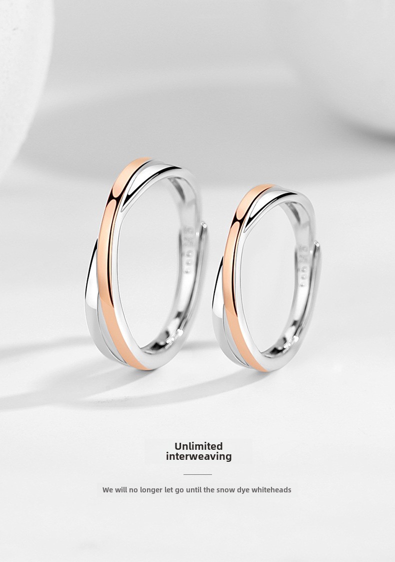 Mobius Couple Ring Sterling Silver Niche Design Adjustable Open Ring_voghion.com