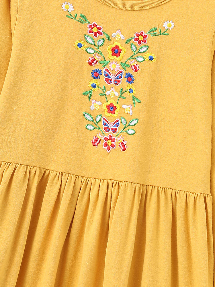 Vestido de otoño de niñas ropa infantil europea y americana estilo extranjero cuello redondo mangas largas vestido de princesa casual vestido de niños lindos vestido