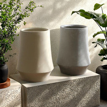 复古大号落地花盆家居手工石膏石料花器简约特大号圆形镁泥花盆