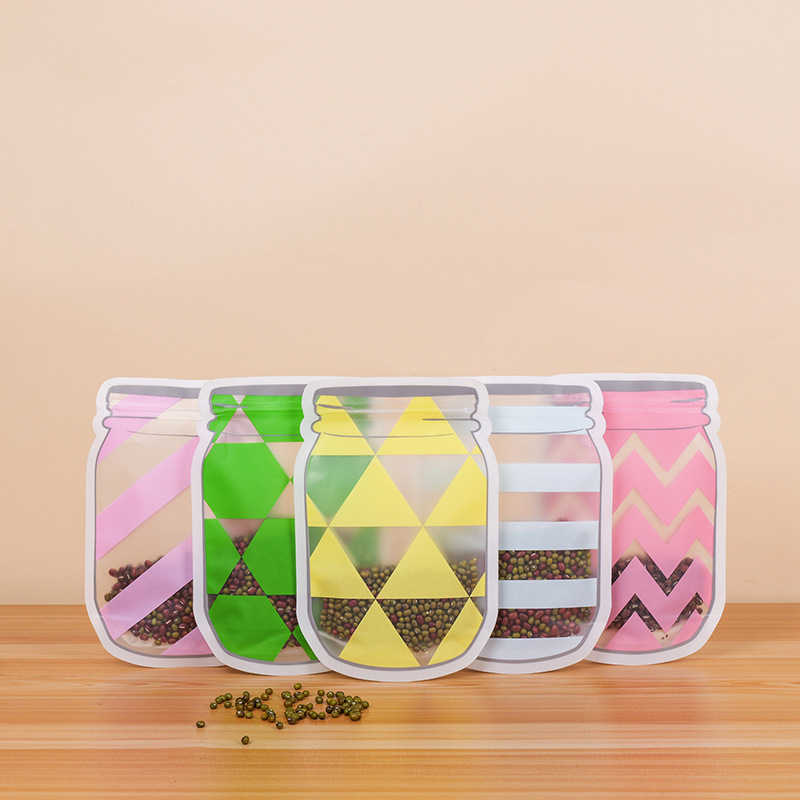 透明梅森瓶食品收纳自立自封袋PE磨砂密封袋自封袋半食品包装袋