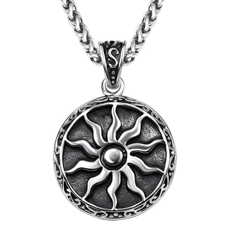 Titanium steel necklace vintage sunflower pendant stainless steel sun god fashion pendant punk style SP614