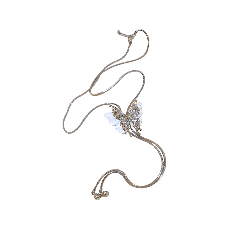 Collar de borla de mariposa ajustable de estilo largo de alta gama, cadena de clavícula de todo fósforo de moda, nuevo estilo transfronterizo, joyería de lujo ligera para mujer