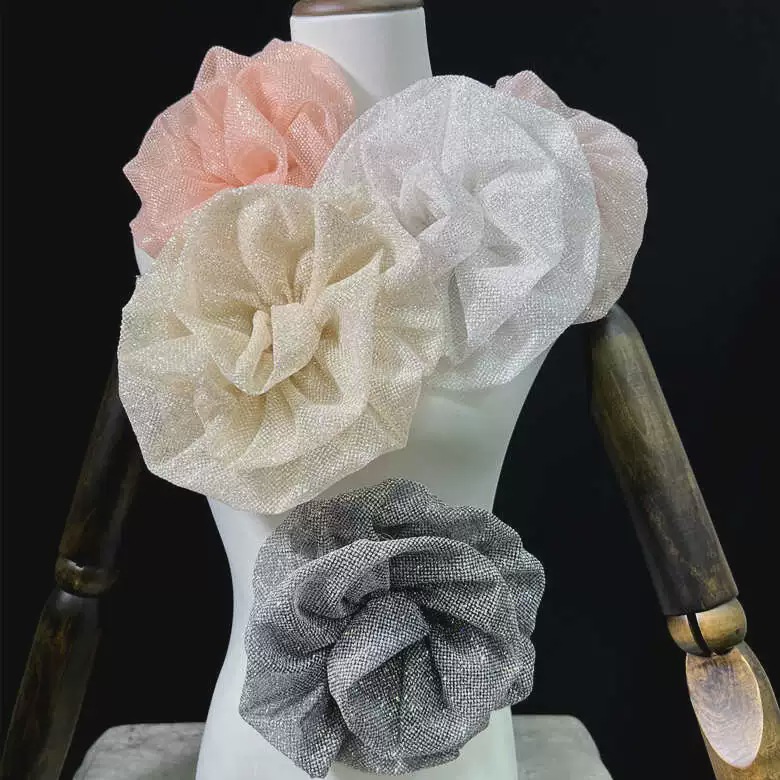 18cm闪亮手工钉珠花朵胸花大号立体装饰品服装辅料配饰DIY材料