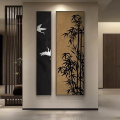 玄関装飾絵画新しい中国風の長いアルミ合金フレーム吊り絵画廊下通路垂直背景壁スプレー絵画