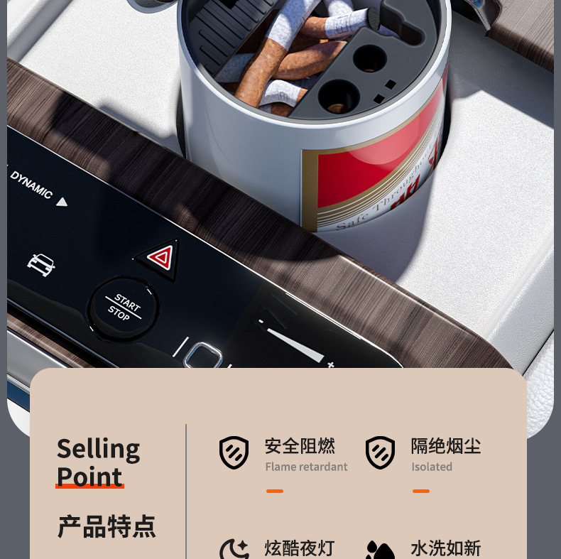 Car Ashtray, High-Quality Ashtray, Elevated Design to Prevent Ash from Flying, Ashtray with a Wine Bottle Design, Ceramic Inner Liner Ashtray
