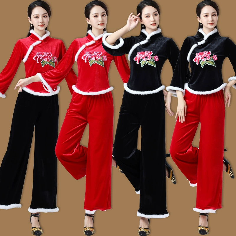 Luo Shen Qualk Dance Костюм новый костюм осенью и зимой толстая вышивка золотой бархатный танцевальный костюм