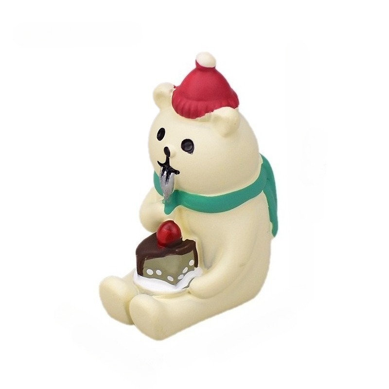 크리스마스 흰곰이 케이크를 먹고 있다
