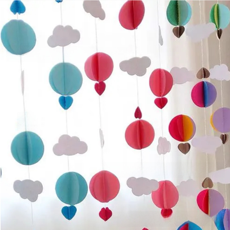 Three-layer 3D cloud-shaped pull-along hot air balloon children's room early education wedding room decoration adornment event venue decoration party decoration