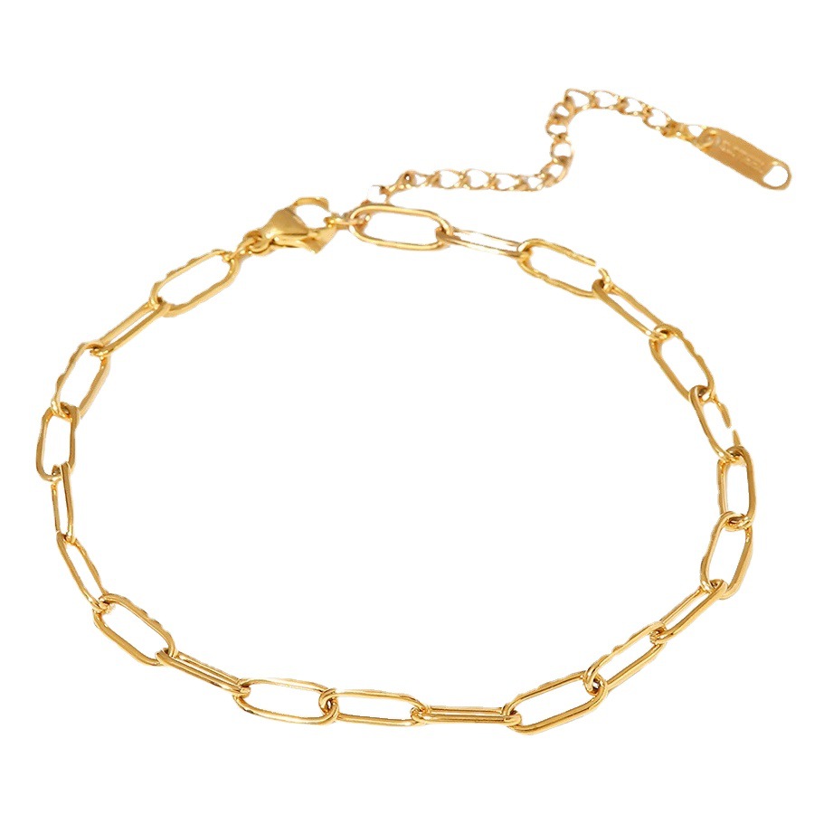 Europa y América INS nueva tobillera de acero de titanio 18K oro clip de papel tobillera ropa de moda de las mujeres todos los partidos accesorios de la tobillera