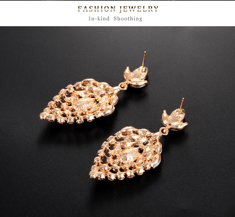European and American fashion hollow geometric tassel golden drop earrings jewelry wholesalepicture3