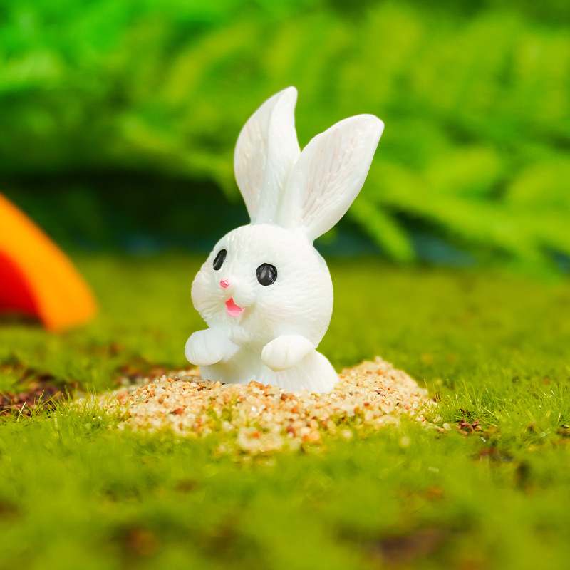 Conejo de dibujos animados, zanahoria, micro paisaje, linda casa de animales, lindo conejo, jardinería, accesorios de joyería de resina, decoración del año del conejo