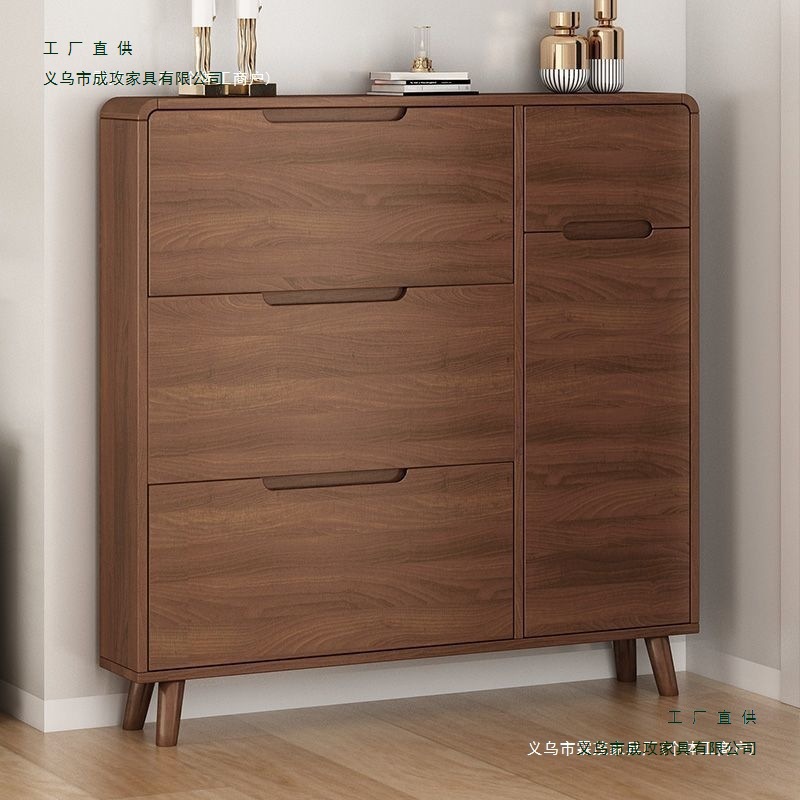 Shoe Cabinet Solid Wood Large Capacity for Home Entrance Small Apartment Flip Bucket New Chinese Style Simple Modern Foyer Cabinet Universal