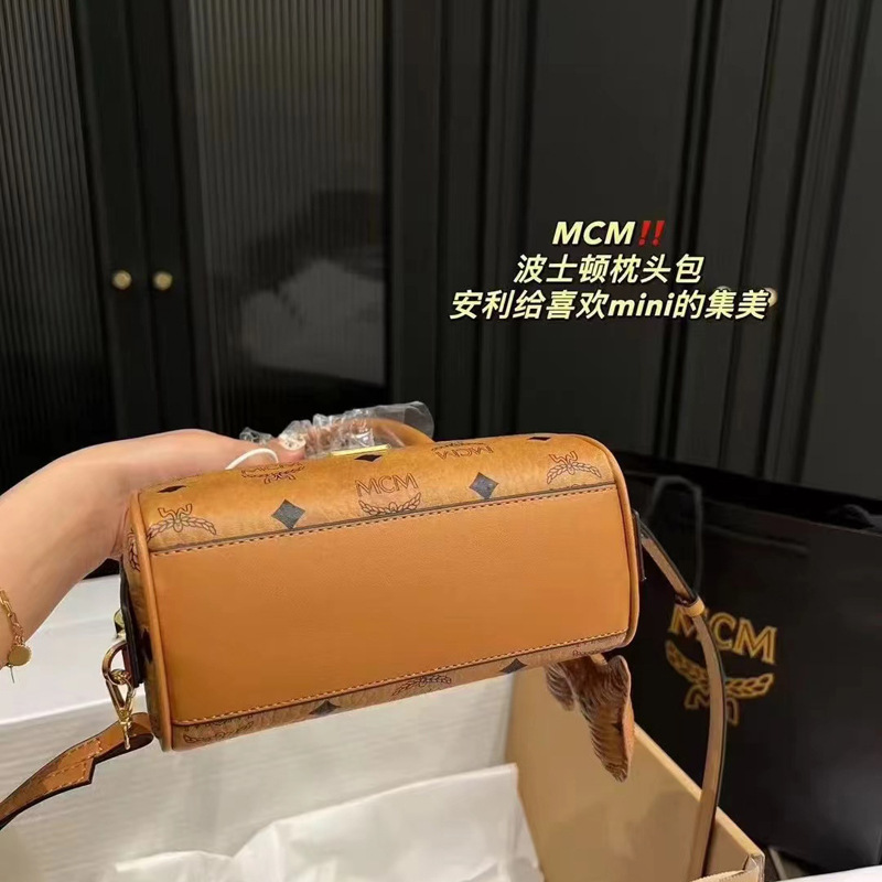 新款MC经典女士迷你印花波士顿包复古手提单肩斜挎枕头包通勤包潮|undefined