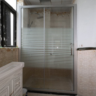 Manufacturer Quickly Customizes Aluminum Alloy Tempered Glass Ultra-Quiet Double Roller One Fixed One Sliding Sliding Door Shower Screen