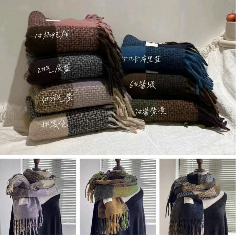 Bufandas gruesas a cuadros rojos con abrigo temperamento variado calentamiento pasturas cuello turístico de alto nivel de cinturón para hombros