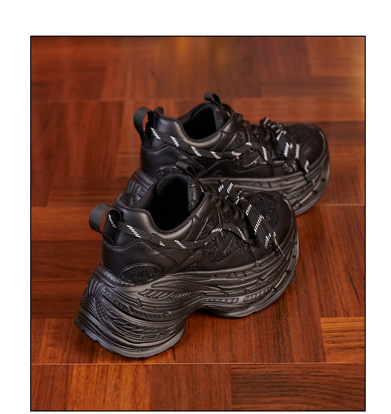 Giày sneaker nữ đế dày độn cao bên trong, phong cách thể thao thường ngày — Màu be chi tiết 20