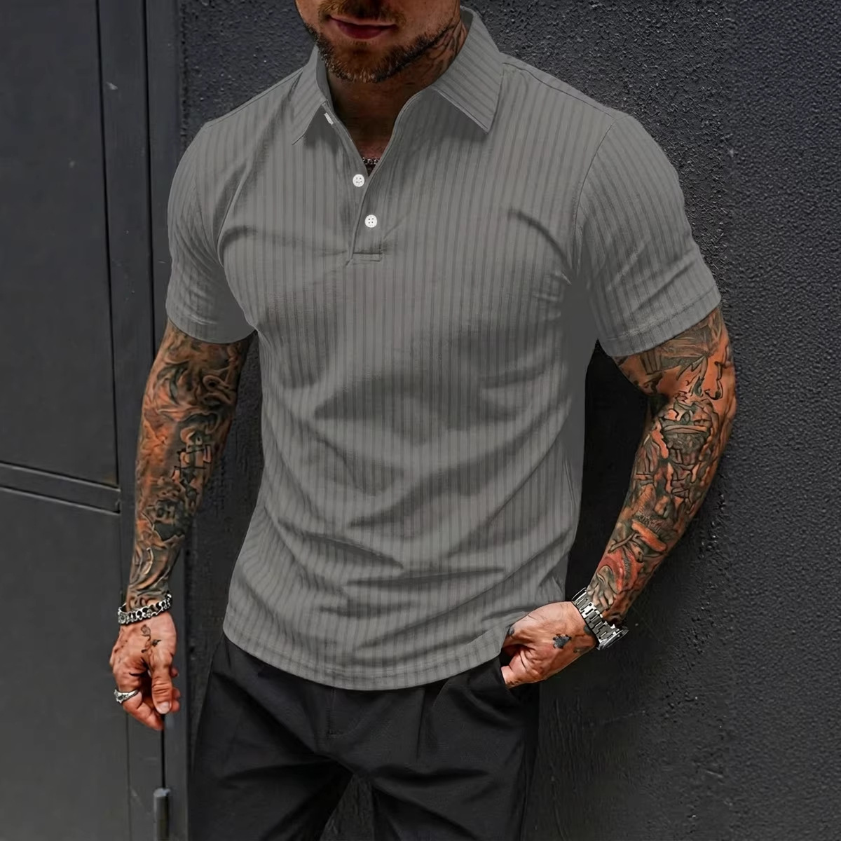 Polo da uomo performante – Maglia a maniche corte elasticizzata in tessuto traspirante, ideale per palestra e tempo libero (10 colori, taglie S-XXXL)_voghion.com