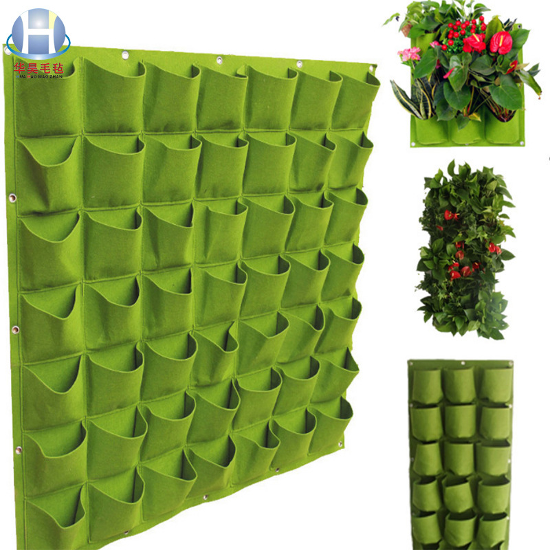供应立体毛毡种植袋 平口毛毡植物袋 墙挂装饰毛毡植物收纳袋