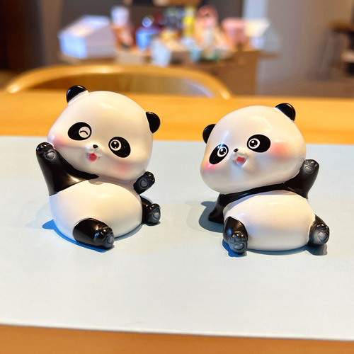 Cute panda rolling cartoon doll car ornaments home decoration desktop ornaments resin crafts small gifts