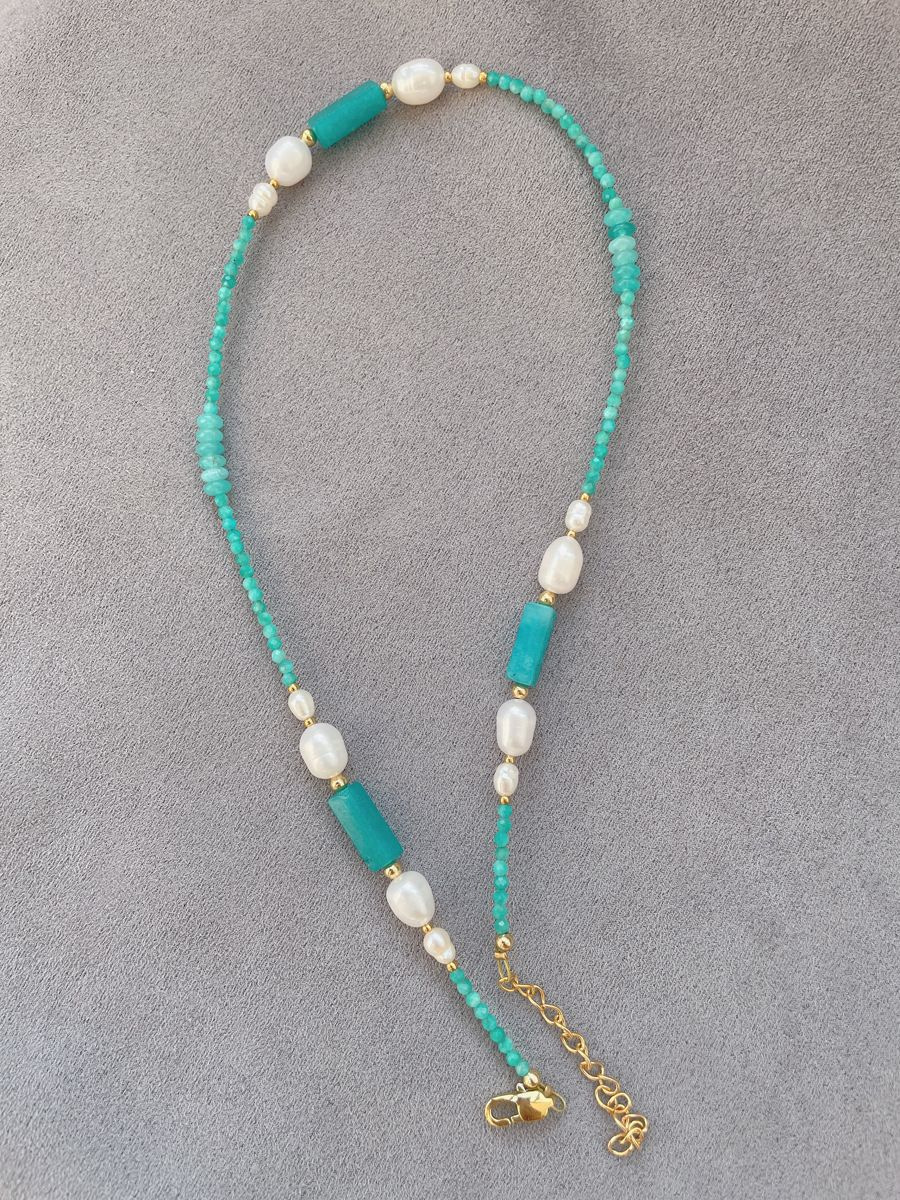 25g Weight Beads Pendant Material Necklace Classification Titanium Steel Chain Material 1 Piece Quantity Holiday, Daily Occasion Beaded, natural stone, Titanium Steel Material Geometric Pattern Women's Gender Beaded Design Simple Style Style Simple Style Geometric Beaded Natural Stone Titanium Steel Necklace In Bulk 39