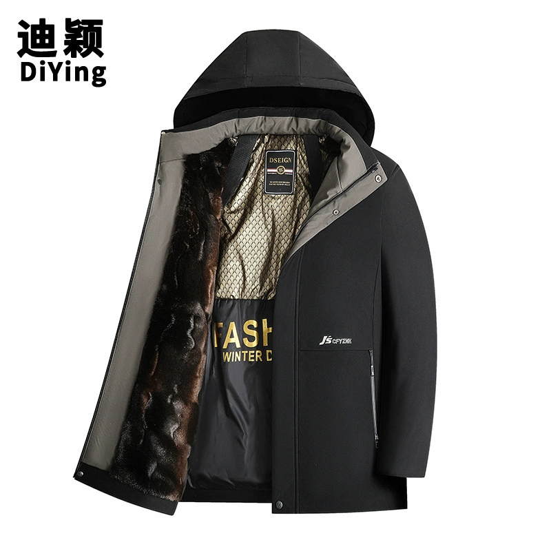 2024 средний и пожилой мужчина повседневная куртка плюс бархат теплый папа 40-60 лет большой размер мужской зимой