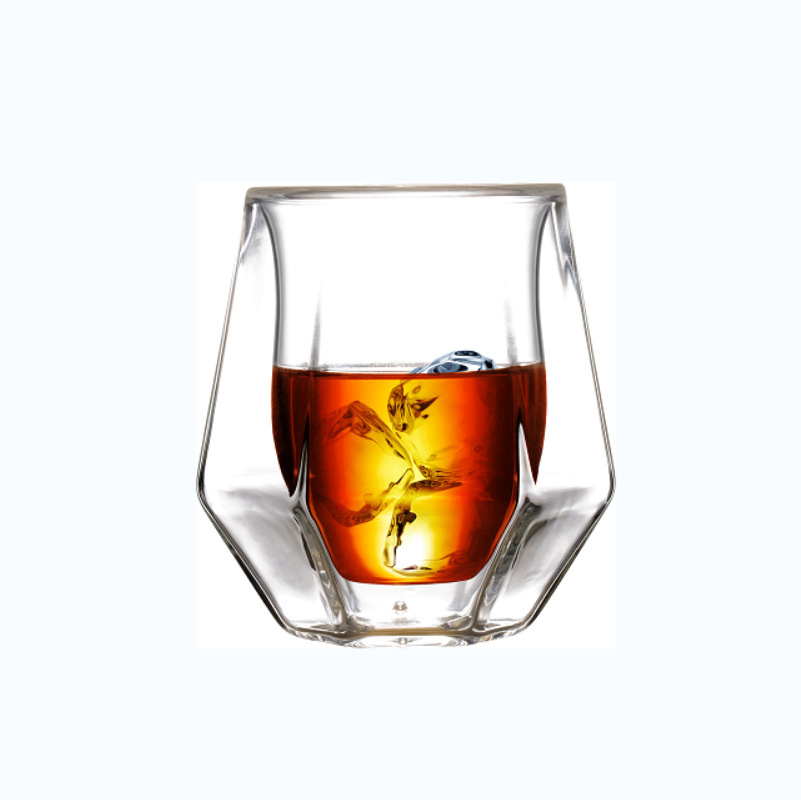 Nuevo estilo whisky copa de vino estilo europeo creativo transfronterizo copa de vino de vidrio doble capa copa de vino casera caja de regalo cilíndrico embalaje