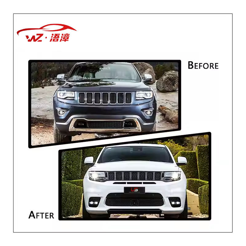 Body Kit Suitable for 2014-2020 Jeep Grand Cherokee, Including Front and Rear Bumpers, Side Skirts, and Hood