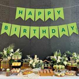 英文生日快乐拉旗装饰燕尾横幅儿童生日场景布置拉花串旗厂家批发