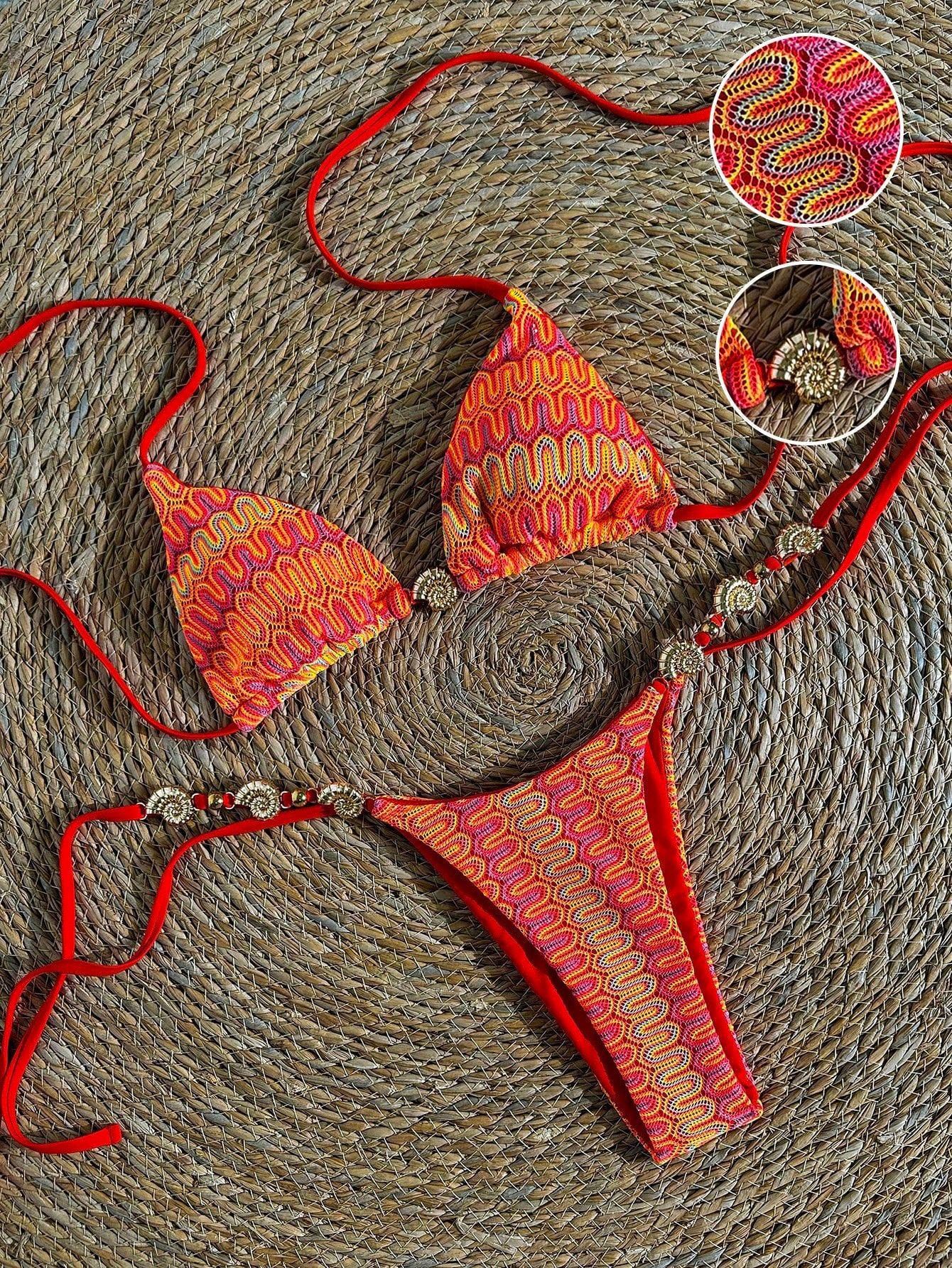 Women's Clothing Style Sexy Bikini Two Piece Set With Metallic Jewelry Swimsuit Women's Clothing Beach & Pool Ready_ecoleips.com