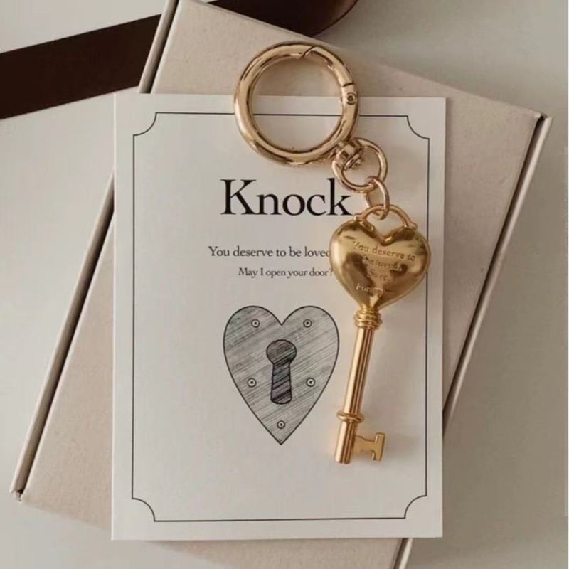 Silver Heart Keychain Bag Pendant Cute Girl Niche Alloy Ornament Accessory