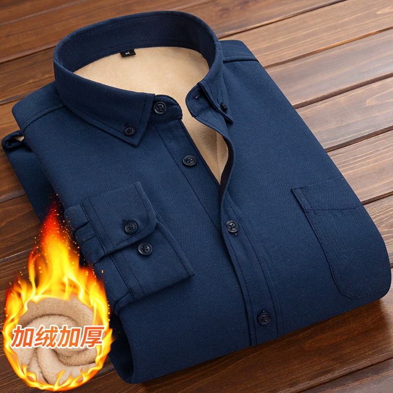 Зимняя утепленная мужская рубашка с длинным рукавом на флисовой подкладке, городская модная повседневная теплая рубашка, мужской деловой Свободный Топ