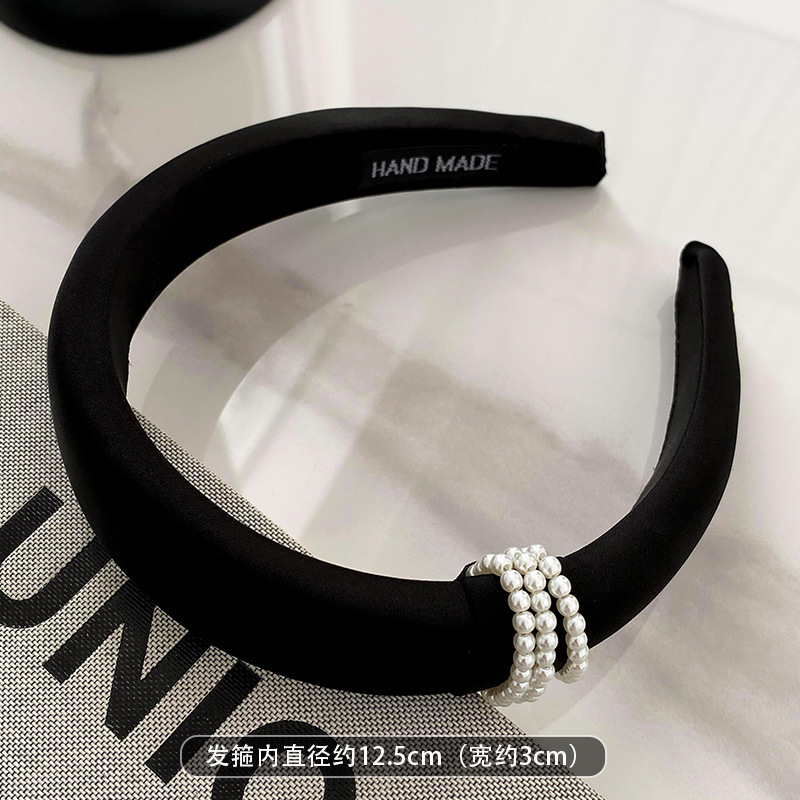 Light luxury style pearl headband-black