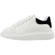 McQueen All-match White Shoes Women's Autumn and Winter New Leather Thick Sole Elevated Platform Shoes Leather Couple's Casual Sneakers