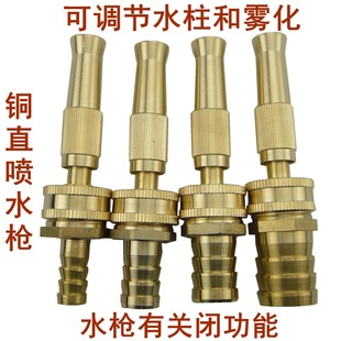 Car Wash Water Gun Nozzle High-Pressure Household Spray Gun Tap Water Multi-Functional Copper Direct Spray Water Gun Head for Washing and Watering Flowers