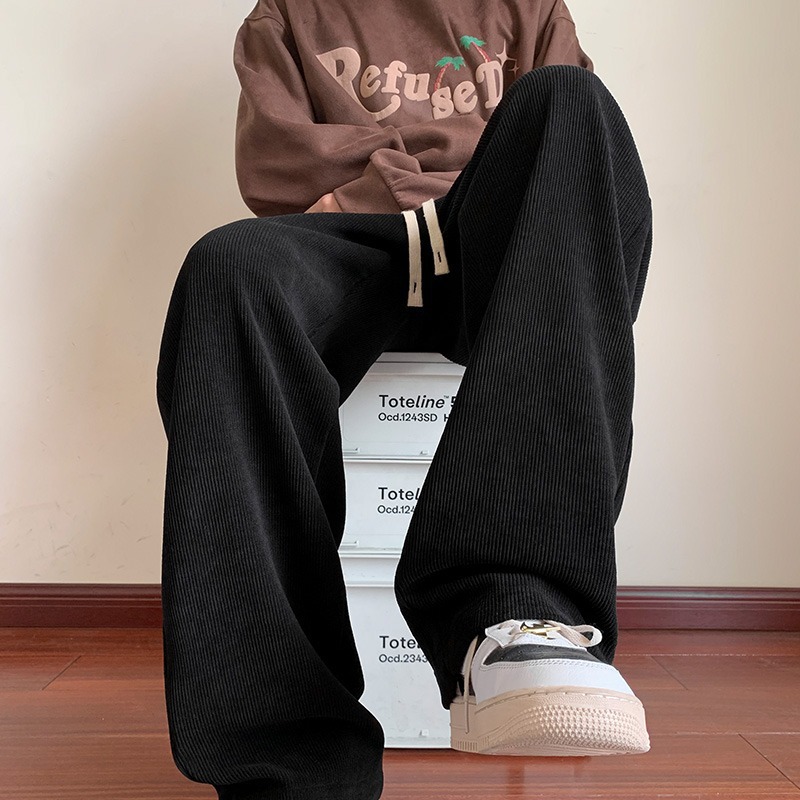 秋冬男士韩系百搭高个子加长灯芯绒裤男青少年美式宽松舒适直筒裤