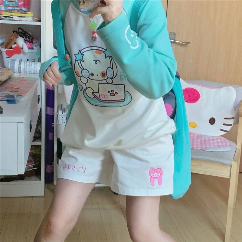 Japanese Style Sweet Cute Teeth Sports Shorts Women's Summer 2023 Loose Niche All-match Casual Simple Shorts Japanese Style Sweet Cute Teeth Sports Shorts Women's Summer 2023 Loose Niche All-match Casual Simple Shorts
