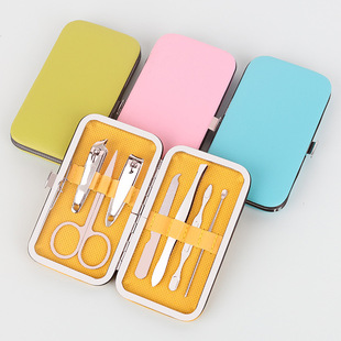 Candy color 7 piece set nail clippers nail clippers manicure nail tools gift printing LOGO nail clippers set