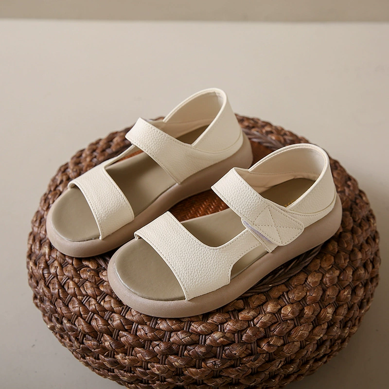 Женские летние, весенние и осенние босоножки 2025 года, модная повседневная модель с открытым и закругленным носком, на толстой римской подошве.